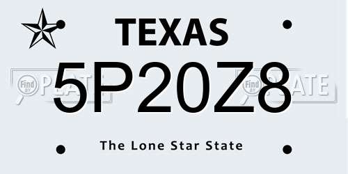 5P20Z8 Texas License Plate