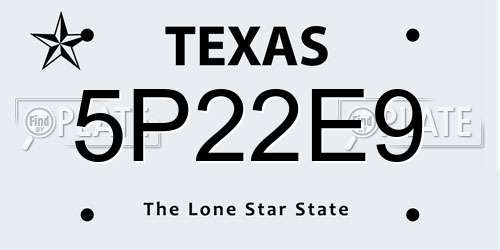 5P22E9 Texas License Plate