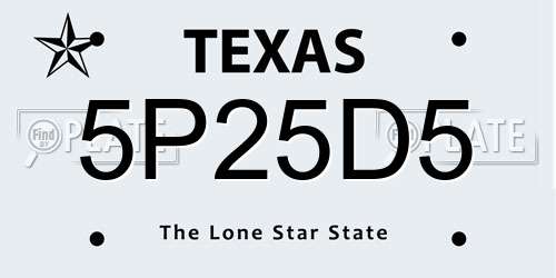 5P25D5 Texas License Plate