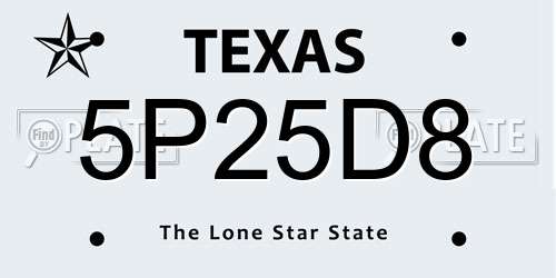 5P25D8 Texas License Plate