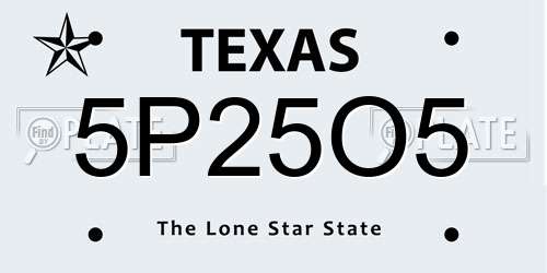 5P25O5 Texas License Plate