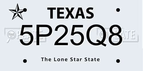 5P25Q8 Texas License Plate