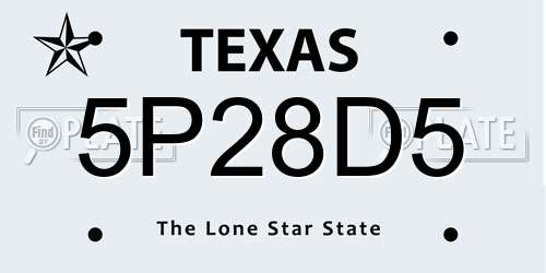 5P28D5 Texas License Plate