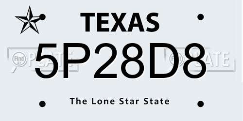 5P28D8 Texas License Plate