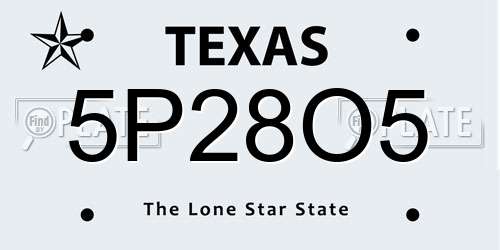 5P28O5 Texas License Plate