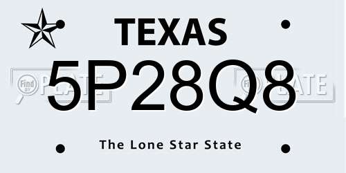 5P28Q8 Texas License Plate