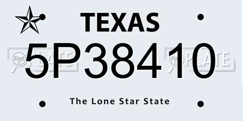 5P38410 Texas License Plate