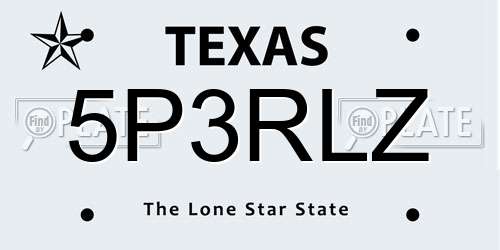 5P3RLZ Texas License Plate