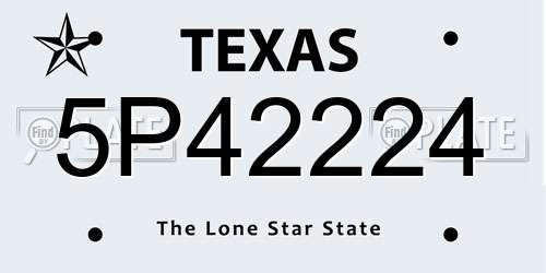 5P42224 Texas License Plate