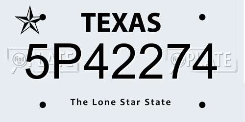 5P42274 Texas License Plate