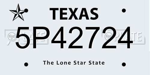 5P42724 Texas License Plate