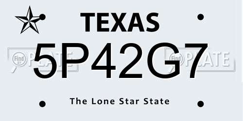 5P42G7 Texas License Plate