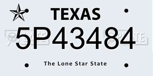 5P43484 Texas License Plate