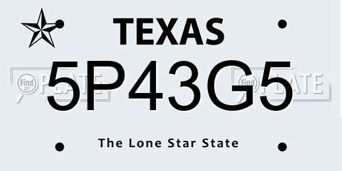 5P43G5 Texas License Plate