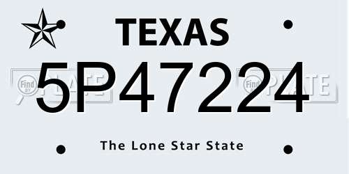 5P47224 Texas License Plate