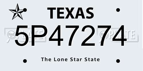 5P47274 Texas License Plate