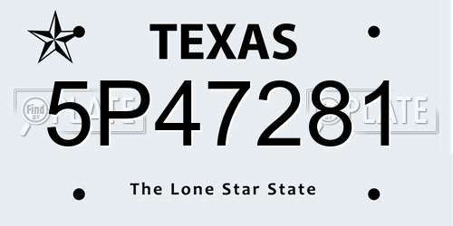 5P47281 Texas License Plate