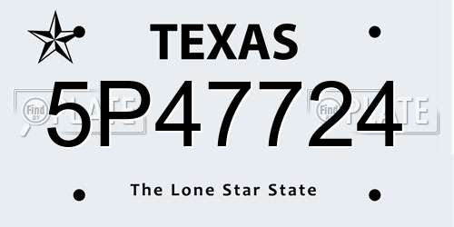 5P47724 Texas License Plate