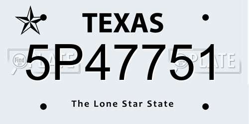 5P47751 Texas License Plate