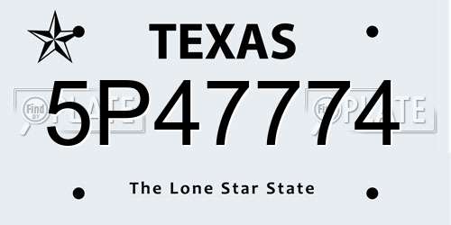 5P47774 Texas License Plate