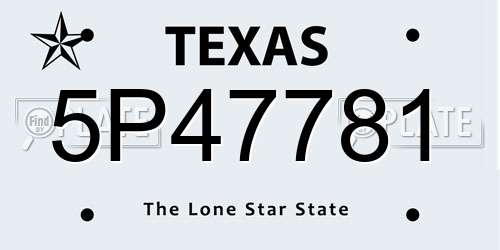 5P47781 Texas License Plate