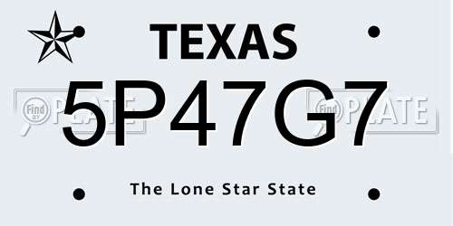 5P47G7 Texas License Plate