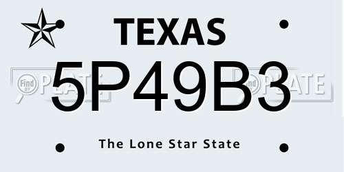 5P49B3 Texas License Plate