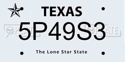 5P49S3 Texas License Plate