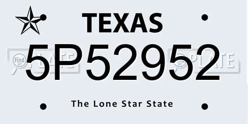 5P52952 Texas License Plate