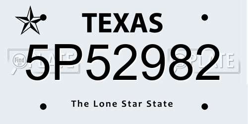 5P52982 Texas License Plate