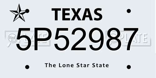 5P52987 Texas License Plate