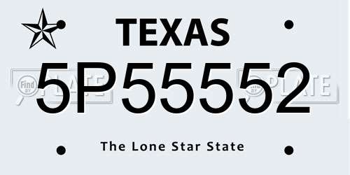 5P55552 Texas License Plate