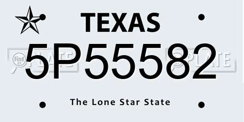 5P55582 Texas License Plate