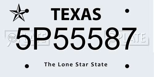5P55587 Texas License Plate