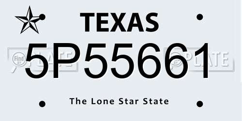 5P55661 Texas License Plate