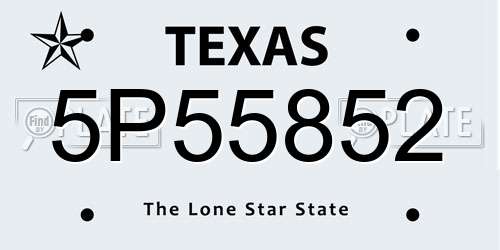 5P55852 Texas License Plate