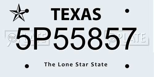 5P55857 Texas License Plate