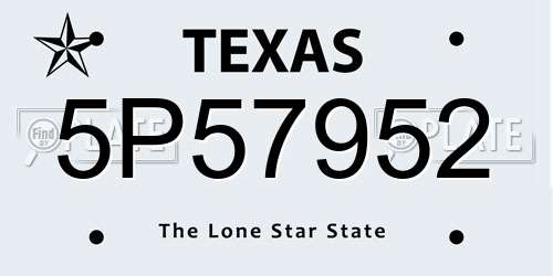 5P57952 Texas License Plate