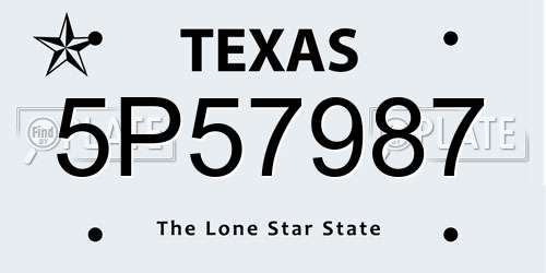 5P57987 Texas License Plate