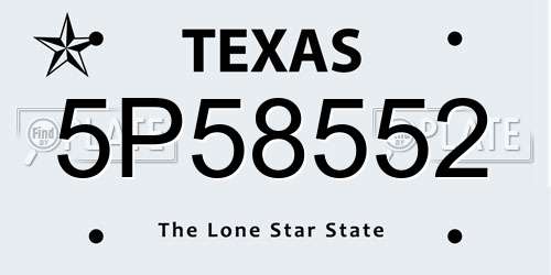 5P58552 Texas License Plate