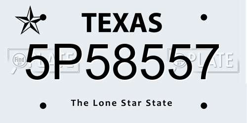 5P58557 Texas License Plate