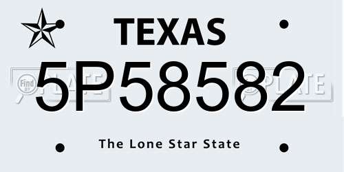 5P58582 Texas License Plate