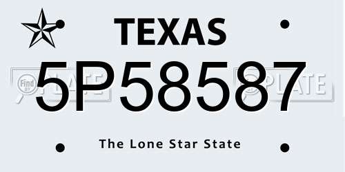 5P58587 Texas License Plate