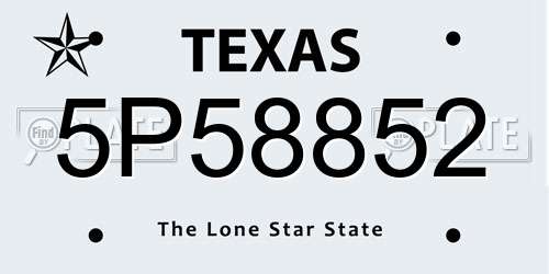 5P58852 Texas License Plate