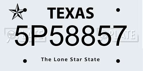 5P58857 Texas License Plate