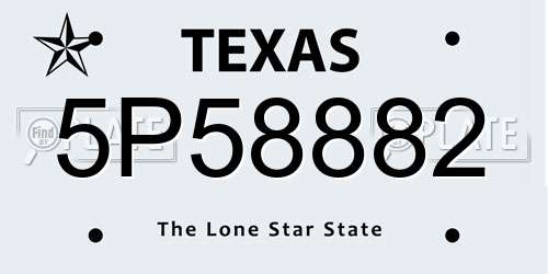 5P58882 Texas License Plate