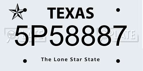 5P58887 Texas License Plate
