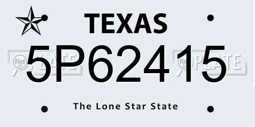 5P62415 Texas License Plate