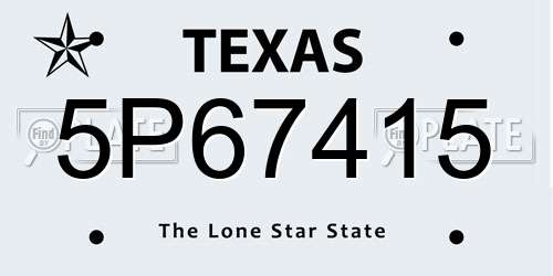 5P67415 Texas License Plate