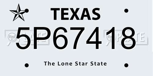 5P67418 Texas License Plate